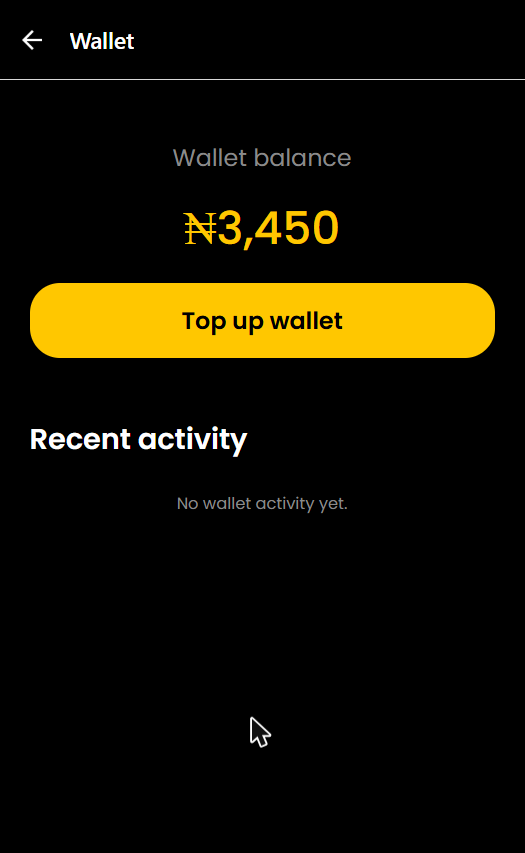 TRY rider app wallet screen
